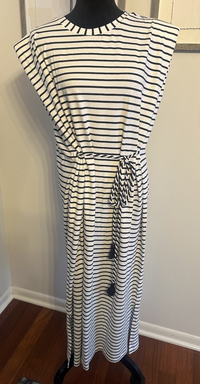 Coolibar Coral Way Midi Dress XL Navy/White UPF 50 Casual Beach Vacation Resort